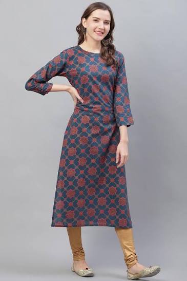Kutri Printed Straight Blue & Rust