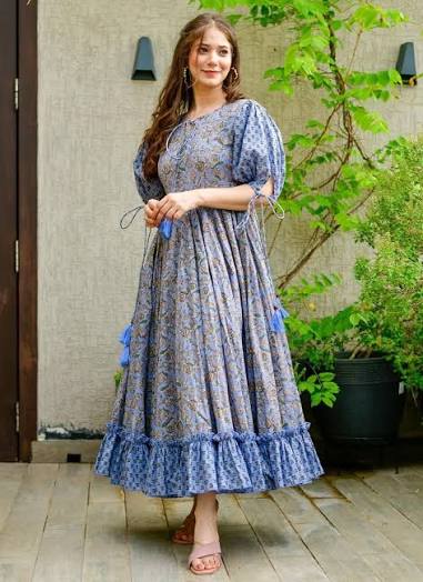 Frok Style Blue Floral Maxi